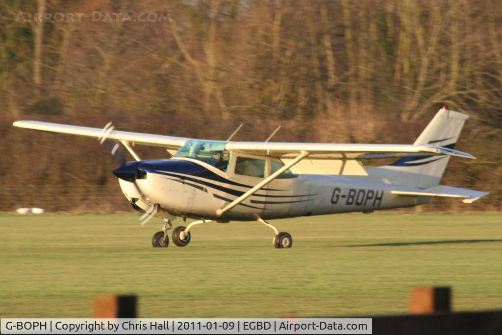 G-BOPH, 1979 Cessna TR182 Turbo Skylane RG C/N R182-01031, landing at Derby-Eggington airfield