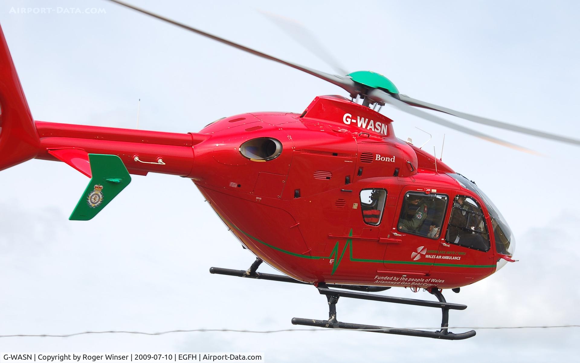 G-WASN, 2008 Eurocopter EC-135T-2+ C/N 0746, Wales Air Ambulance helicopter (Helimed 57) responding to an emergency