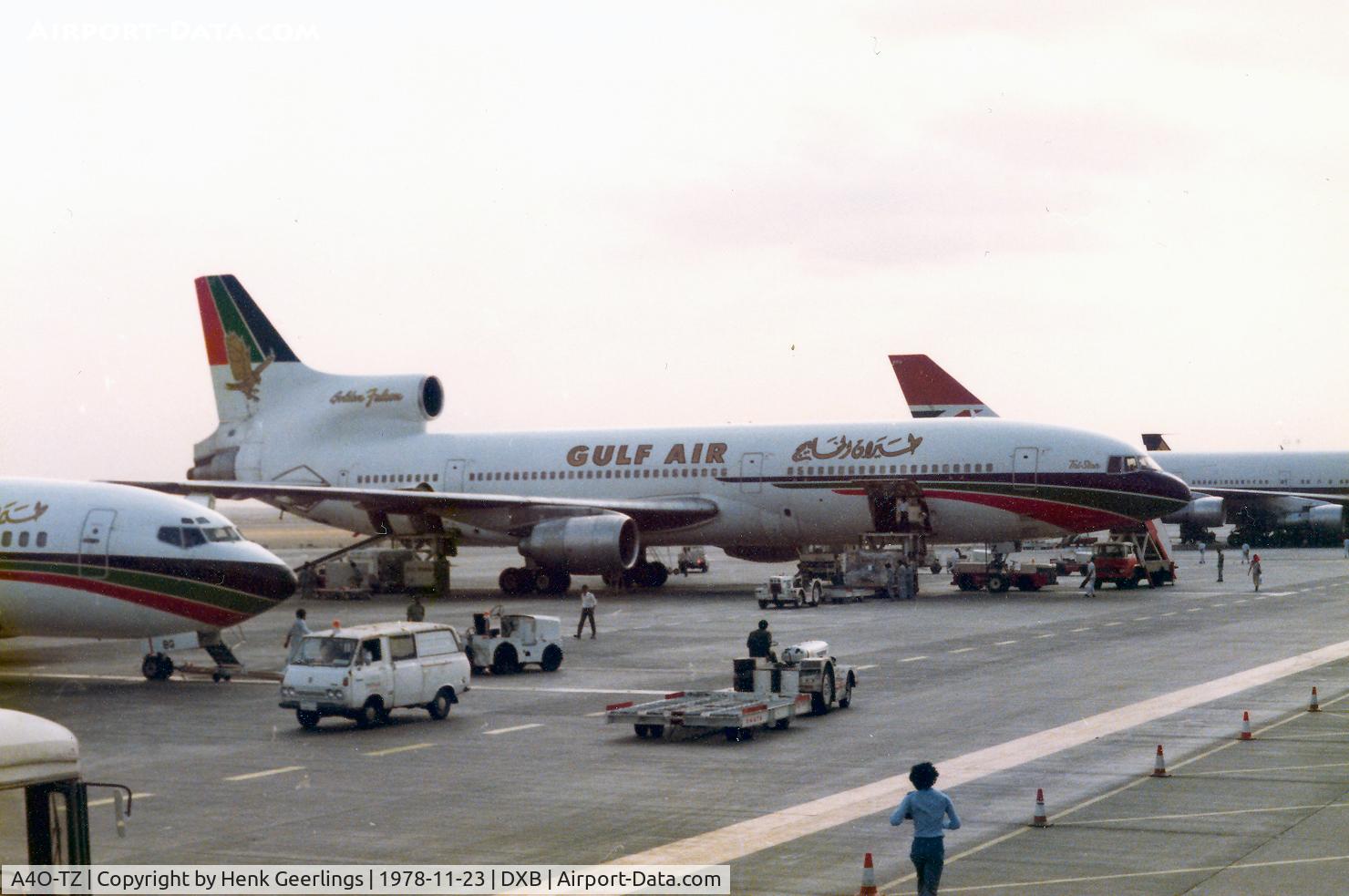 A4O-TZ, 1976 Lockheed L-1011-385-1-15 TriStar 200 C/N 193U-1140, Transit at Dubai on the way to LHR , Nov 1978
