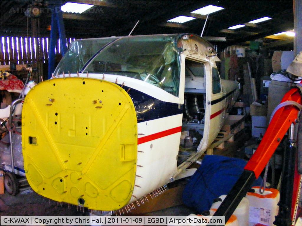 G-KWAX, 1962 Cessna 182E Skylane Skylane C/N 182-53808, undergoing a rebuild after a heavy landing which caused the nose wheel to collapse.