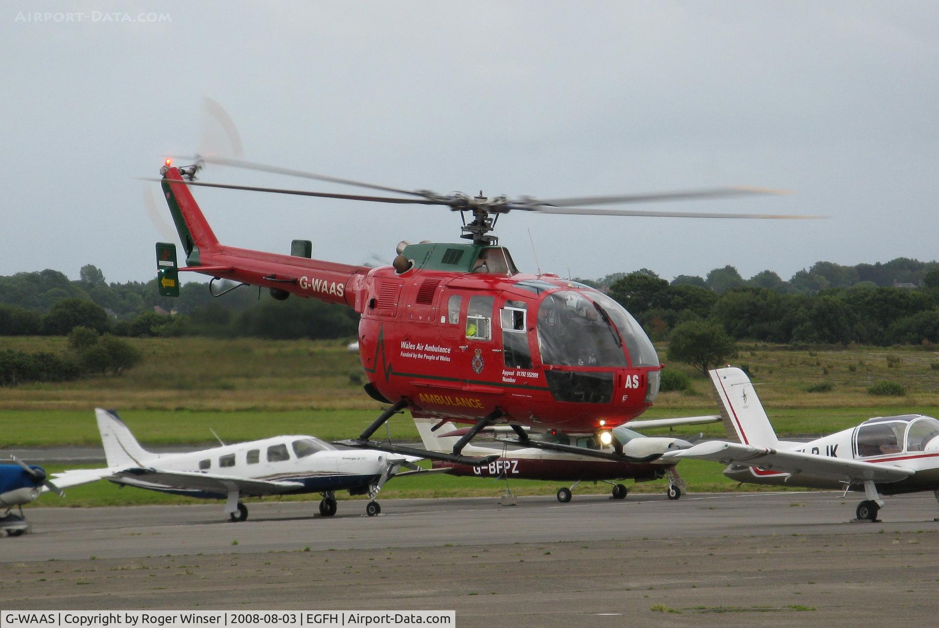 G-WAAS, 1992 MBB Bo.105DBS-4 C/N S.138/911, Scramble by Wales Air Ambulance helicopter (Helimed 57).