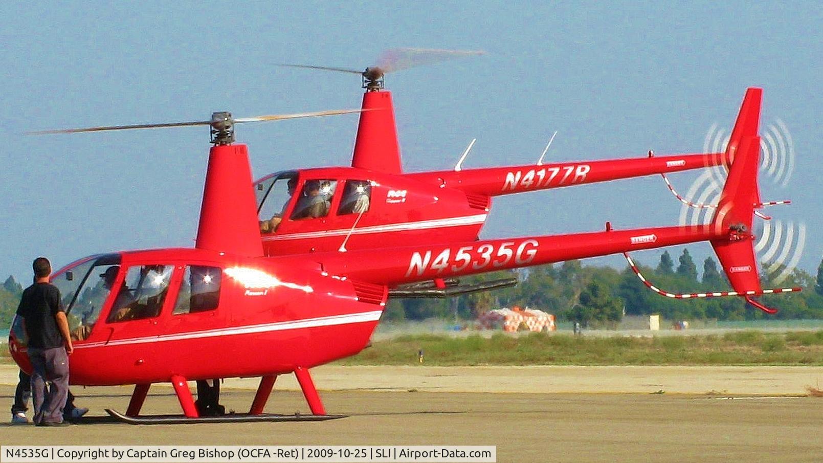 N4535G, Robinson R44 C/N 2047, Oct. 25, 2009 Wings, Wheels & Rotors Expo in Los Alamitos, California. Los Alamitos Army Airfield/Joint Forces Training Center (AFRC). A very popular attraction, giving cililians local flights for a fee. Pretty much a sell-out each year.