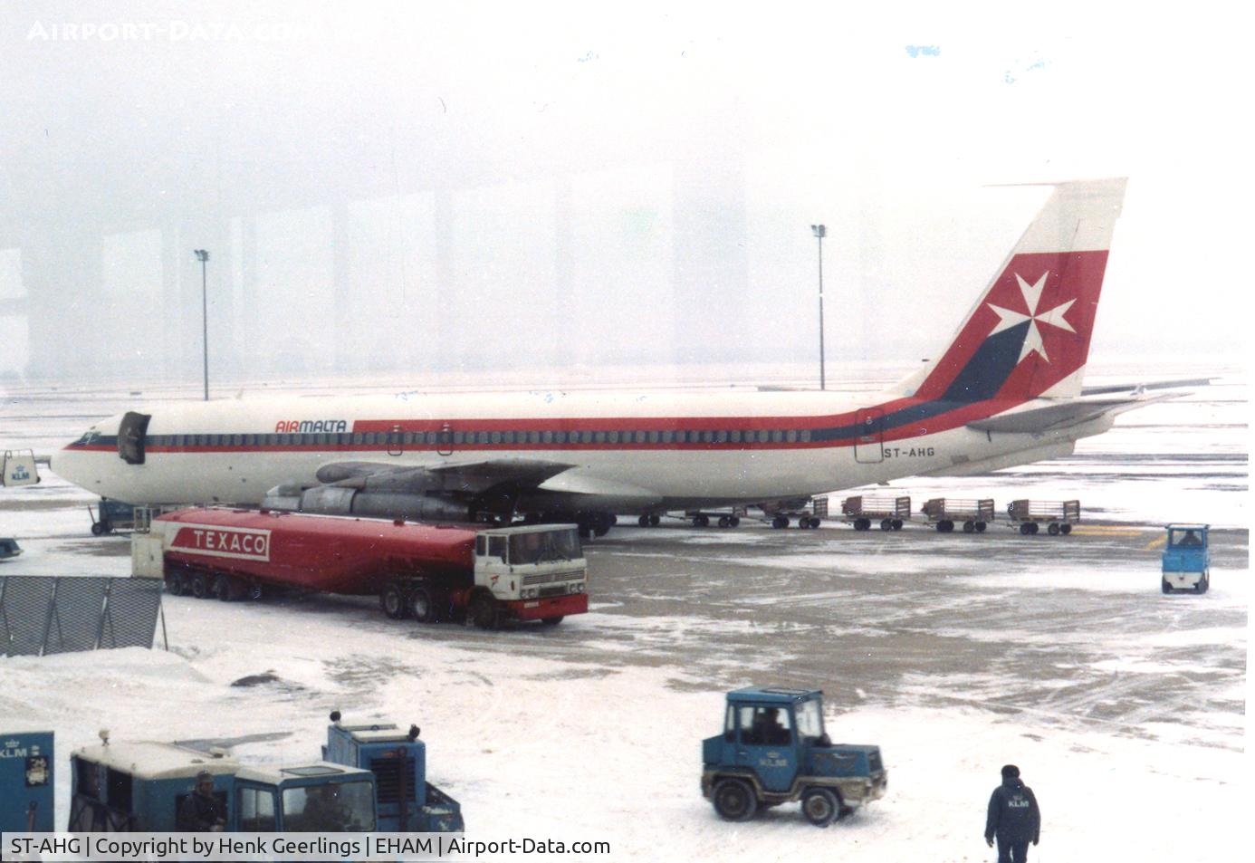 ST-AHG, 1959 Boeing 707-123B C/N 17651, Air Malta B707 ready for dep to Malta via FRA , Feb '79