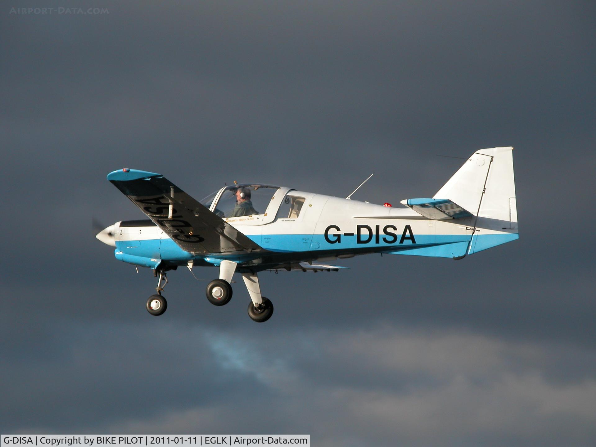 G-DISA, 1983 Scottish Aviation Bulldog Series 120 Model 125 C/N BH120/435, Aerobility Bulldog with new paint job on finals for rwy 25