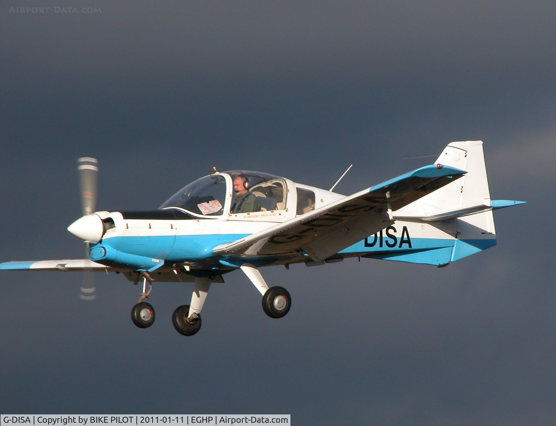 G-DISA, 1983 Scottish Aviation Bulldog Series 120 Model 125 C/N BH120/435, Aerobility Bulldog with new paint job on finals for rwy 25