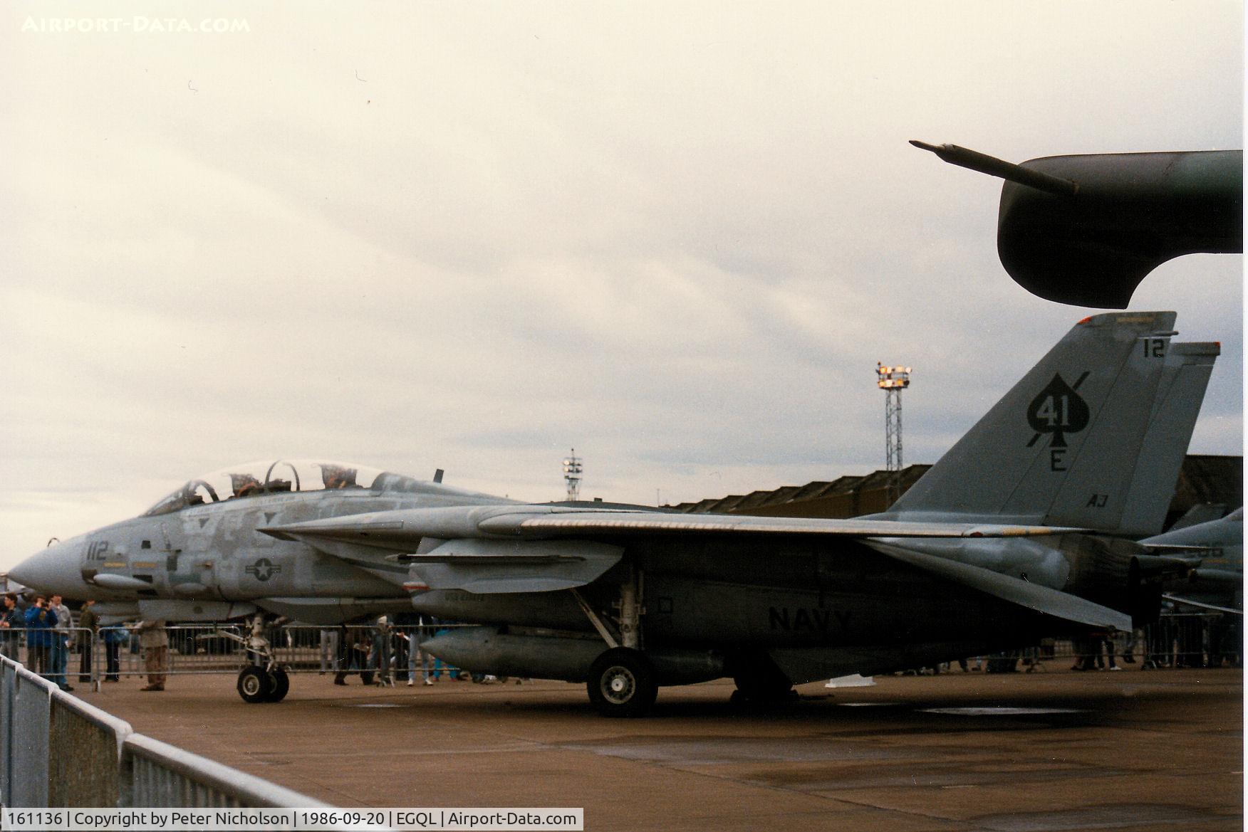 161136, Grumman F-14A-110-GR Tomcat C/N 363, F-14A Tomcat of Fighter Squadron VF-41 on display at the 1986 RAF Leuchars Airshow.