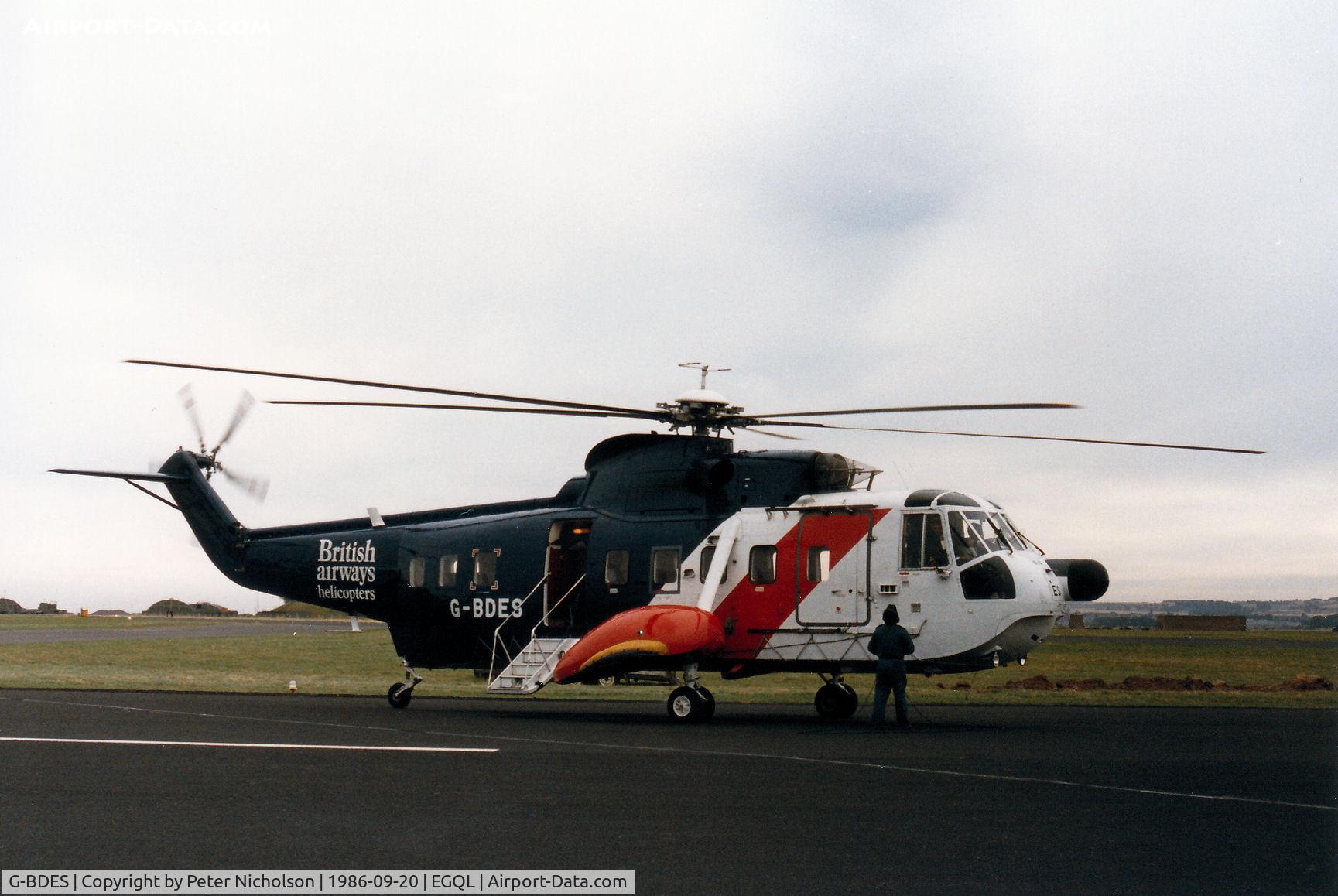 G-BDES, 1975 Sikorsky S-61N C/N 61747, S-61N of British Airways Helicopters provided pleasure flights at the 1986 RAF Leuchars Airshow.