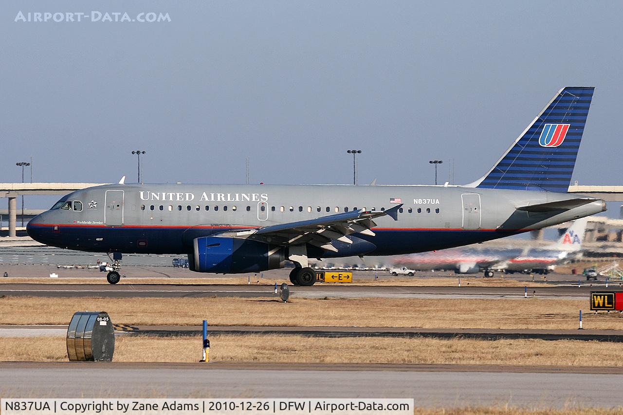 N837UA, 2001 Airbus A319-131 C/N 1474, United Airlines at DFW Airport