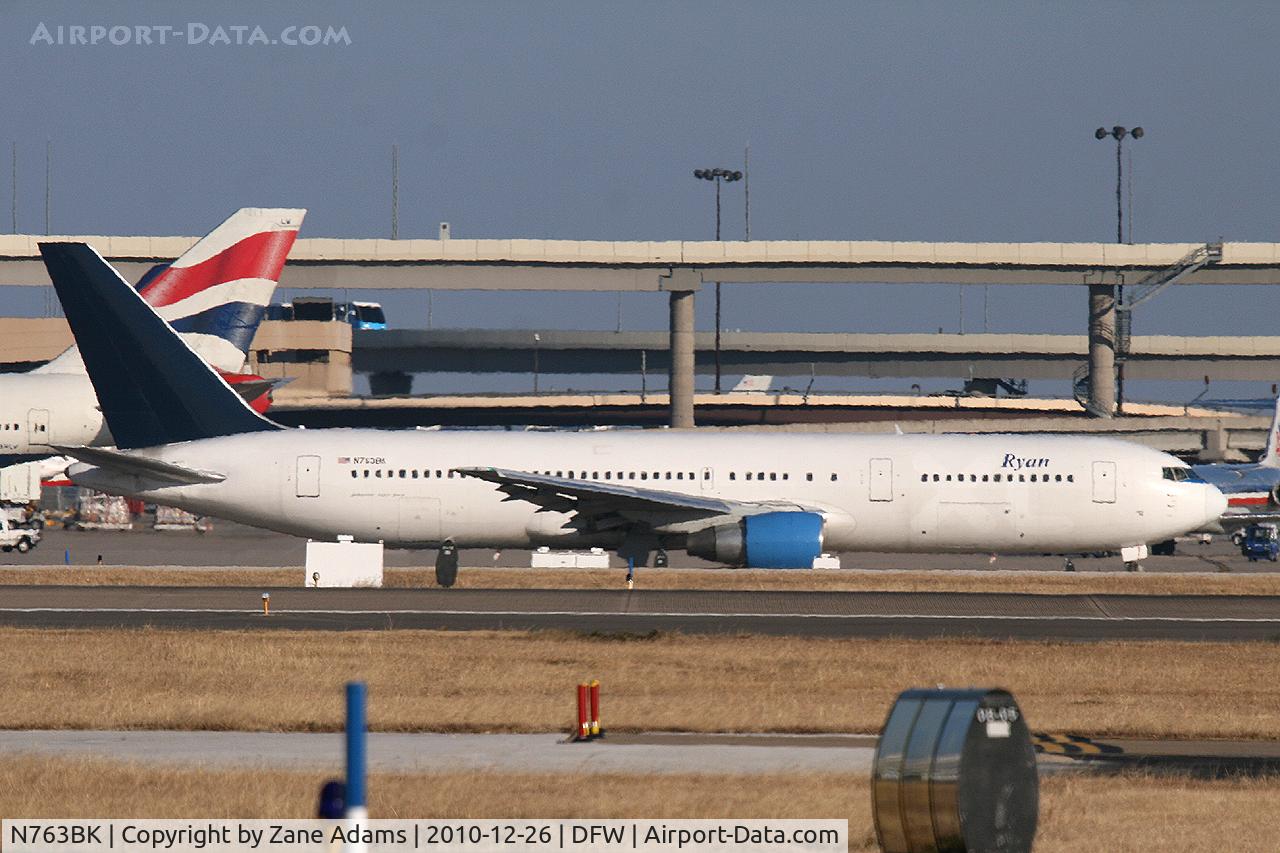 N763BK, 1987 Boeing 767-3T9 C/N 23765, Ryan Air, military charter, at DFW Airport