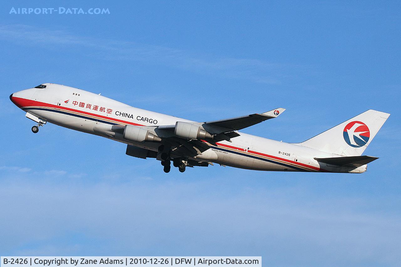 B-2426, 2007 Boeing 747-40BF/ER/SCD C/N 35208/1392, China Cargo Airlines departing DFW Airport
