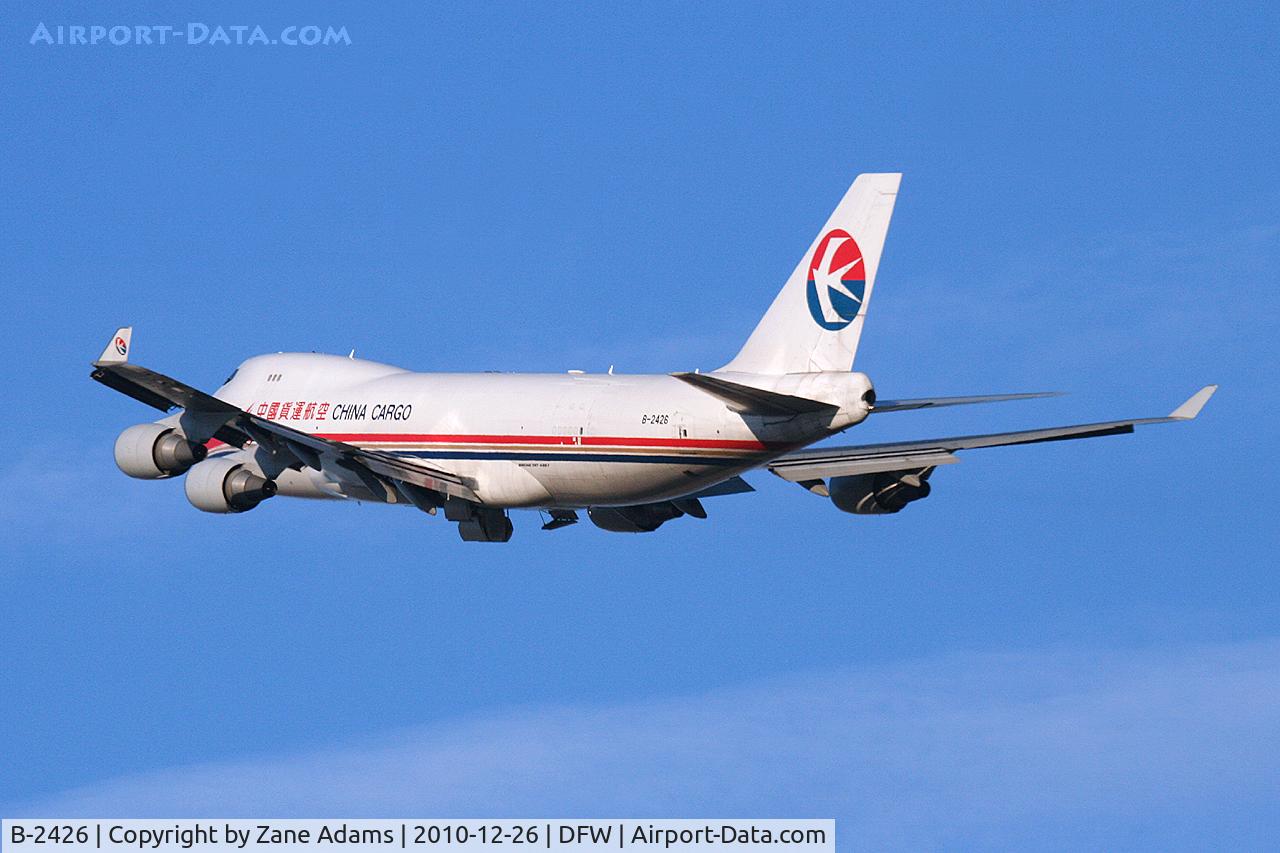 B-2426, 2007 Boeing 747-40BF/ER/SCD C/N 35208/1392, China Cargo Airlines departing DFW Airport