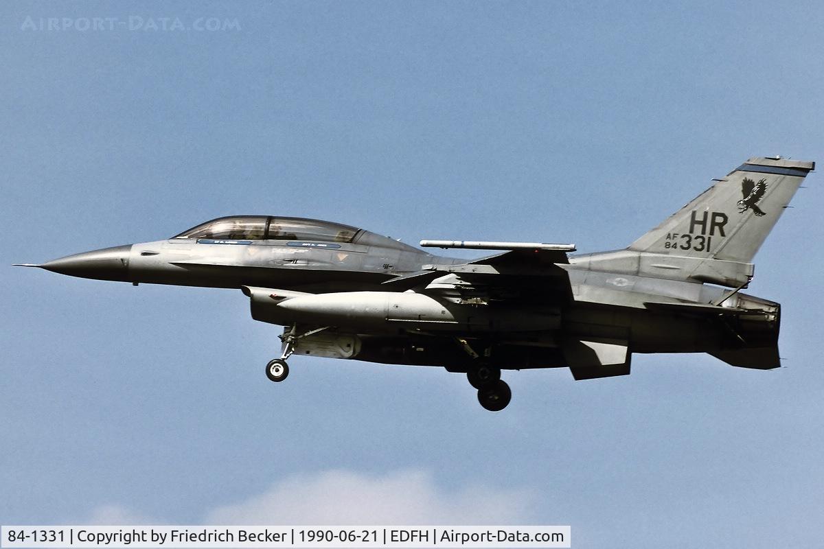 84-1331, 1984 General Dynamics F-16D Fighting Falcon C/N 5D-25, on final RW21 at Hahn AB