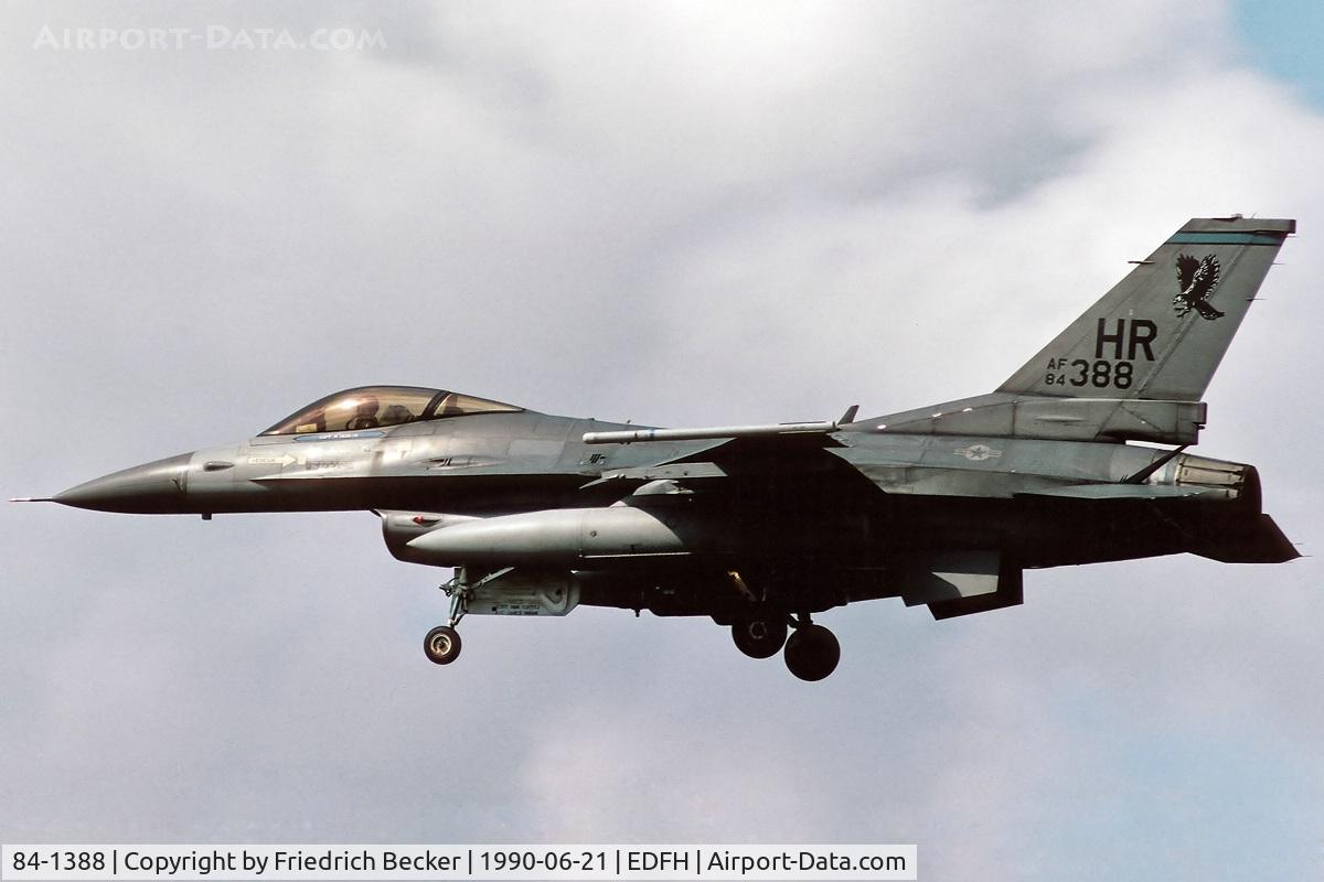 84-1388, General Dynamics F-16C Fighting Falcon C/N 5C-170, on final RW21 at Hahn AB
