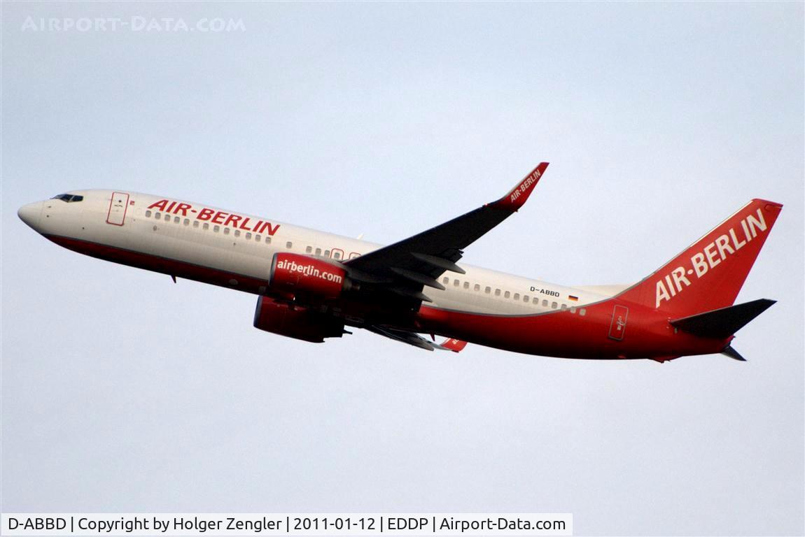 D-ABBD, 2001 Boeing 737-86J C/N 30880, Leaving LEJ for a southern destination.