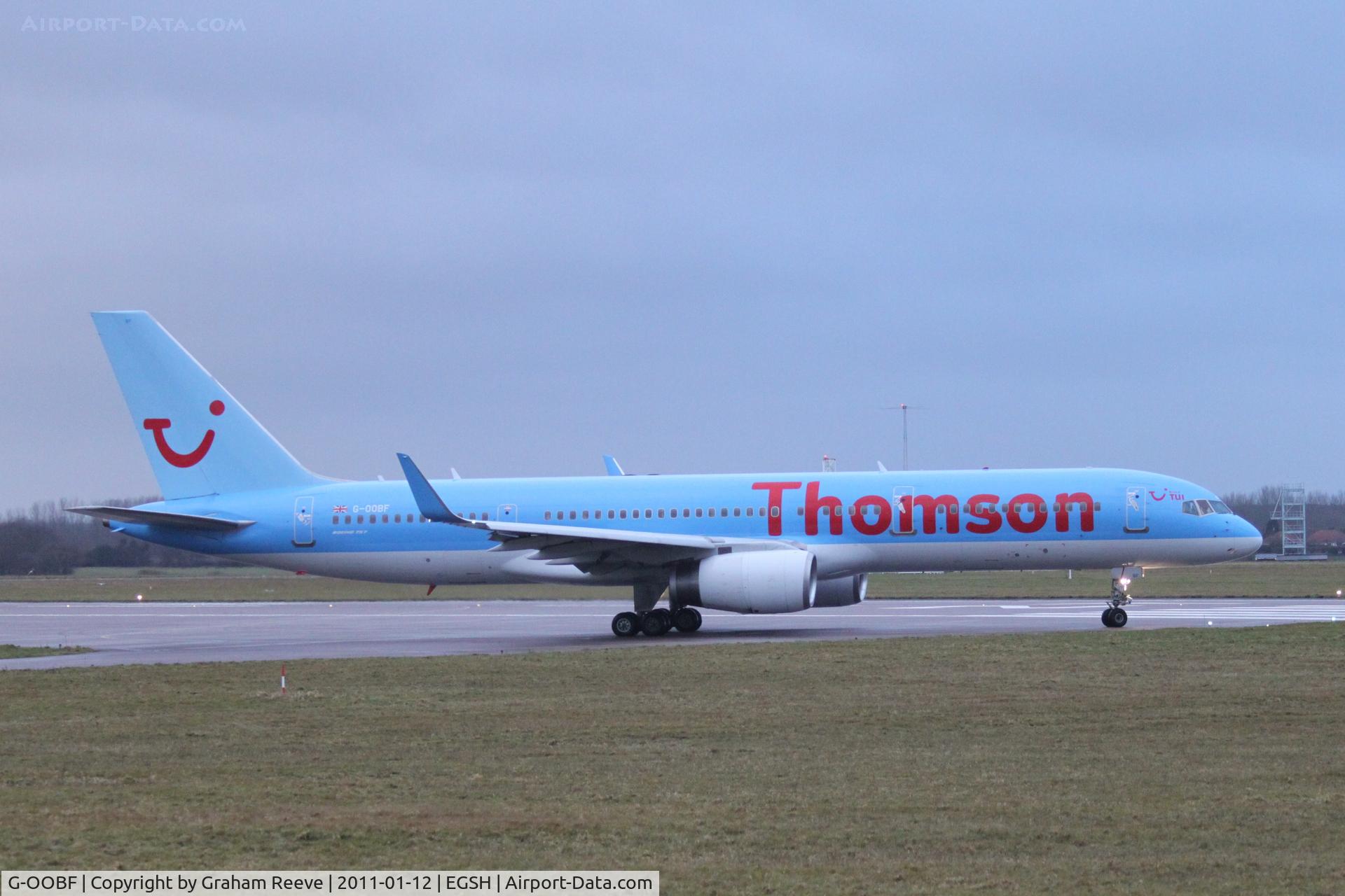 G-OOBF, 2004 Boeing 757-28A C/N 33101, About to depart.