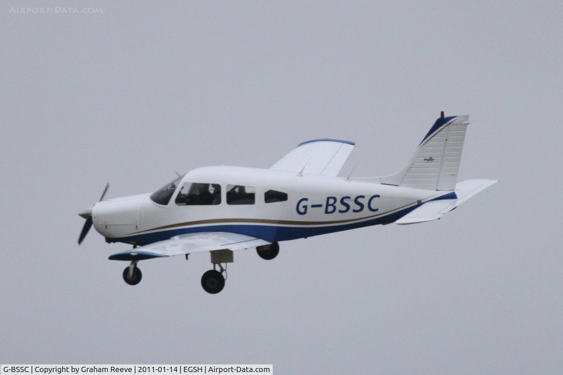 G-BSSC, 1982 Piper PA-28-161 Warrior ll C/N 28-8216176, Landing in a strong cross wind.