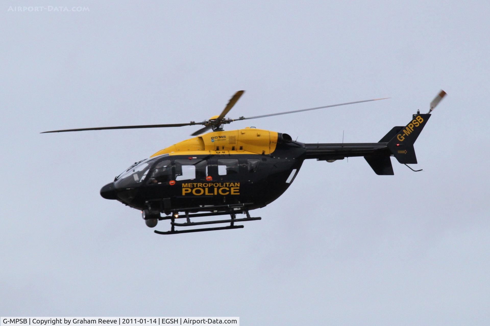 G-MPSB, 2005 Eurocopter-Kawasaki EC-145 (BK-117C-2) C/N 9068, About to land at Norwich.