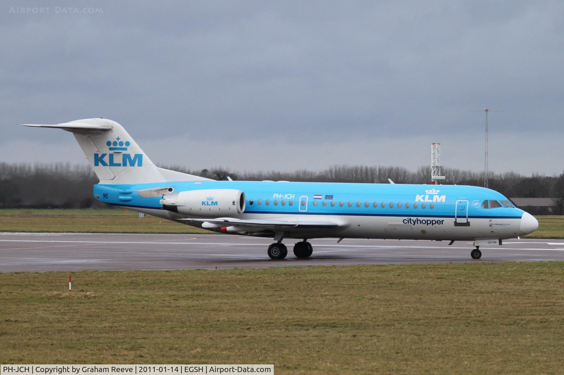 PH-JCH, 1994 Fokker 70 (F-28-0070) C/N 11528, About to depart.