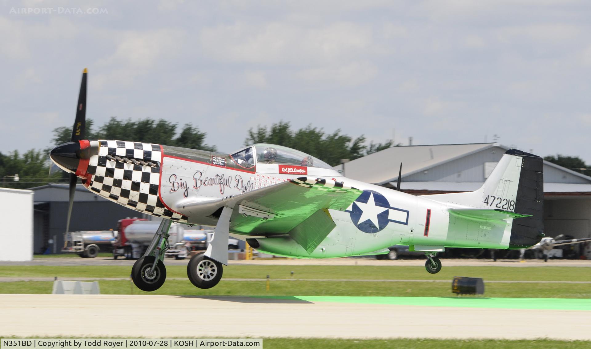 N351BD, 1944 North American F-51D Mustang C/N 44-85634, AIRVENTURE 2010
