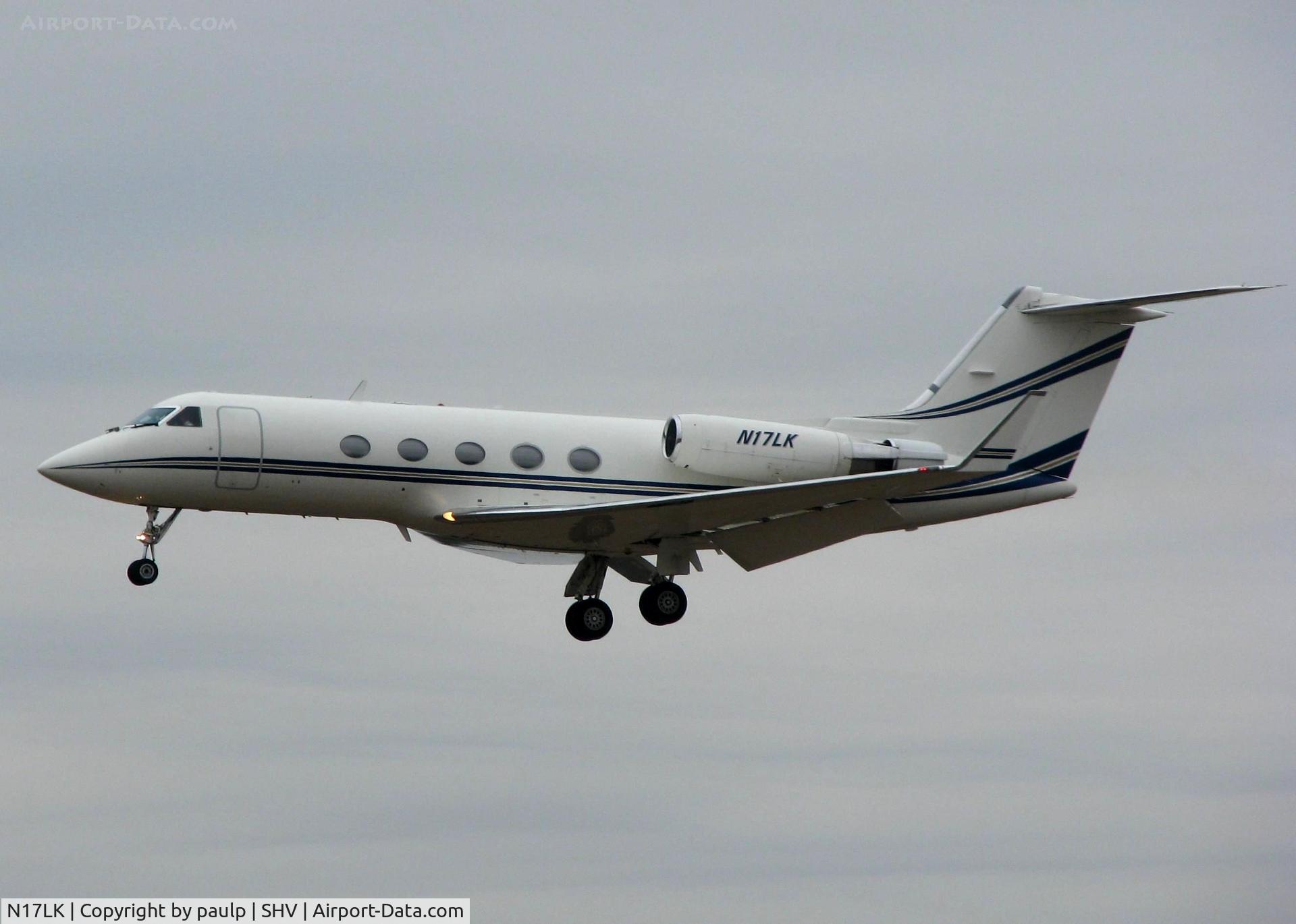 N17LK, 1984 Gulfstream Aerospace G-1159A Gulfstream III C/N 431, Landing at Shreveport Regional.