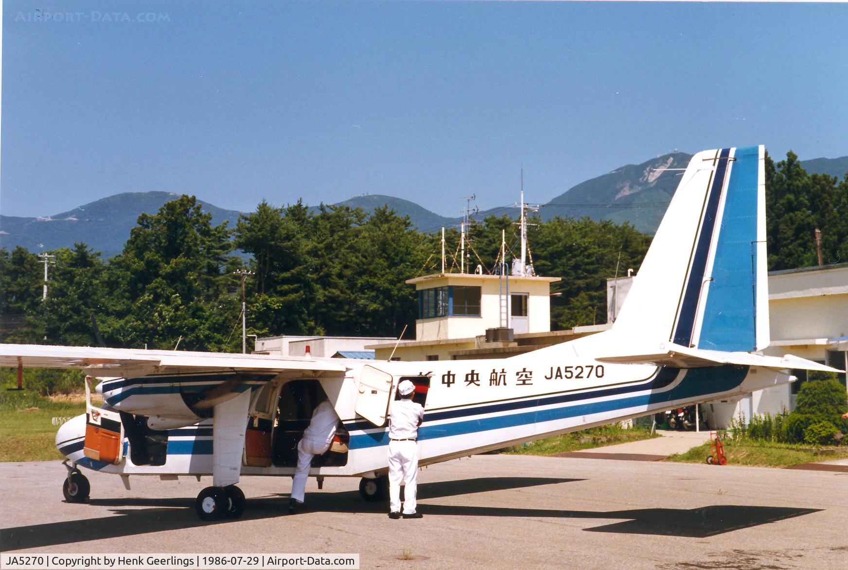 JA5270, 1980 Britten-Norman BN-2A-20 Islander C/N 909, New Central Aviation - NCA , Sado Island, Ryotsu Sado Island Airport (SDO)