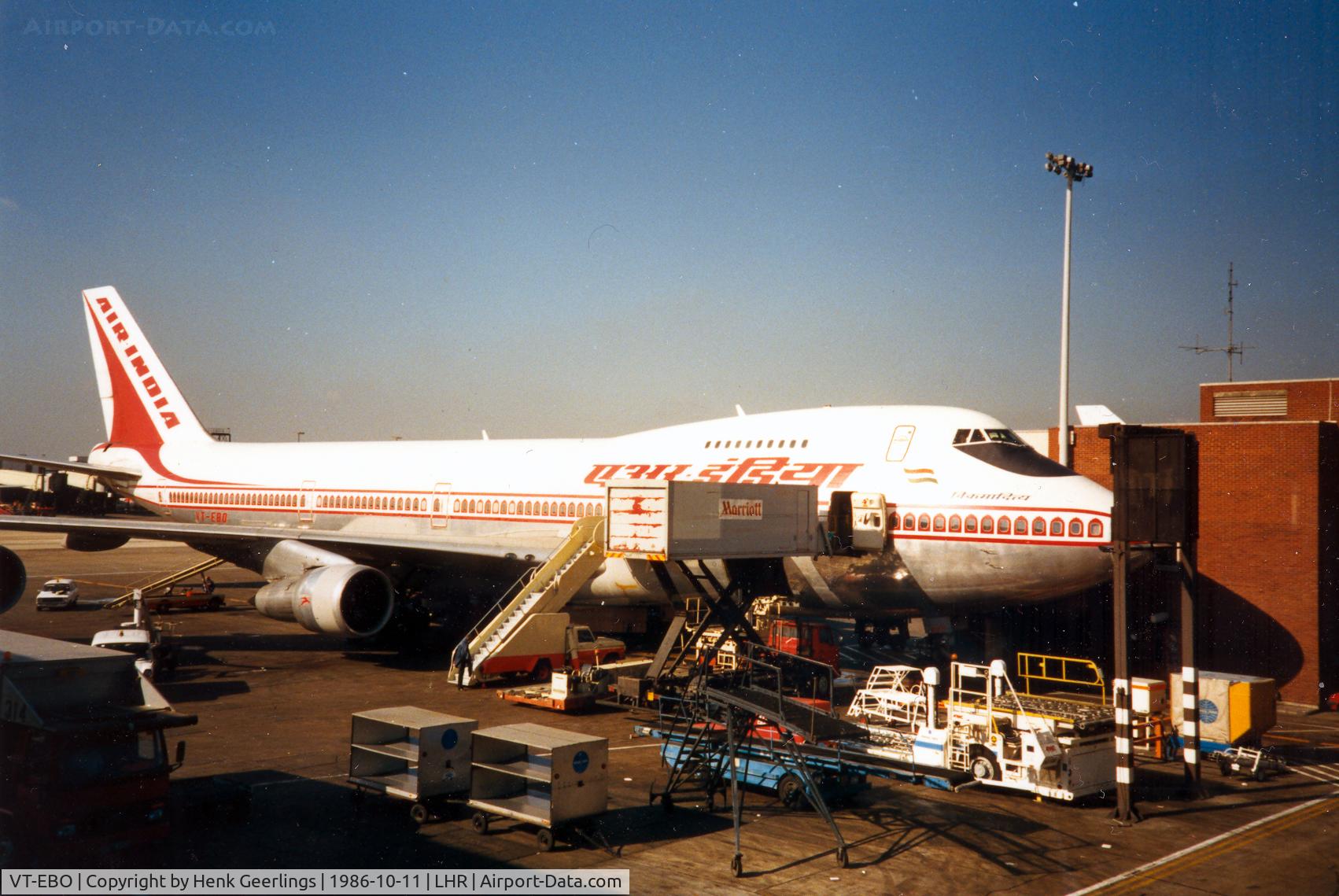 VT-EBO, 1972 Boeing 747-237B C/N 20558, Air India , LHR , 1986