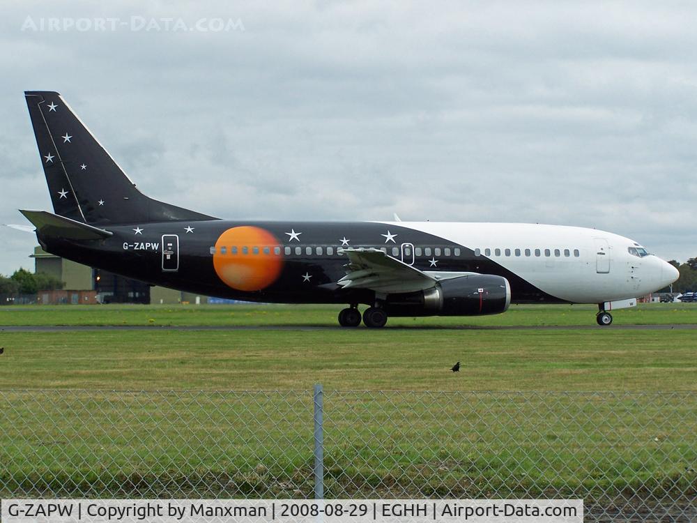 G-ZAPW, 1988 Boeing 737-3L9 C/N 24219, Titan B737 departs BOH