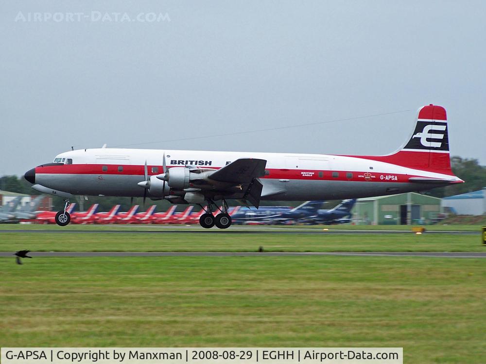 G-APSA, 1958 Douglas DC-6A C/N 45497, Air Atlantique DC-6 G-APSA arrives
