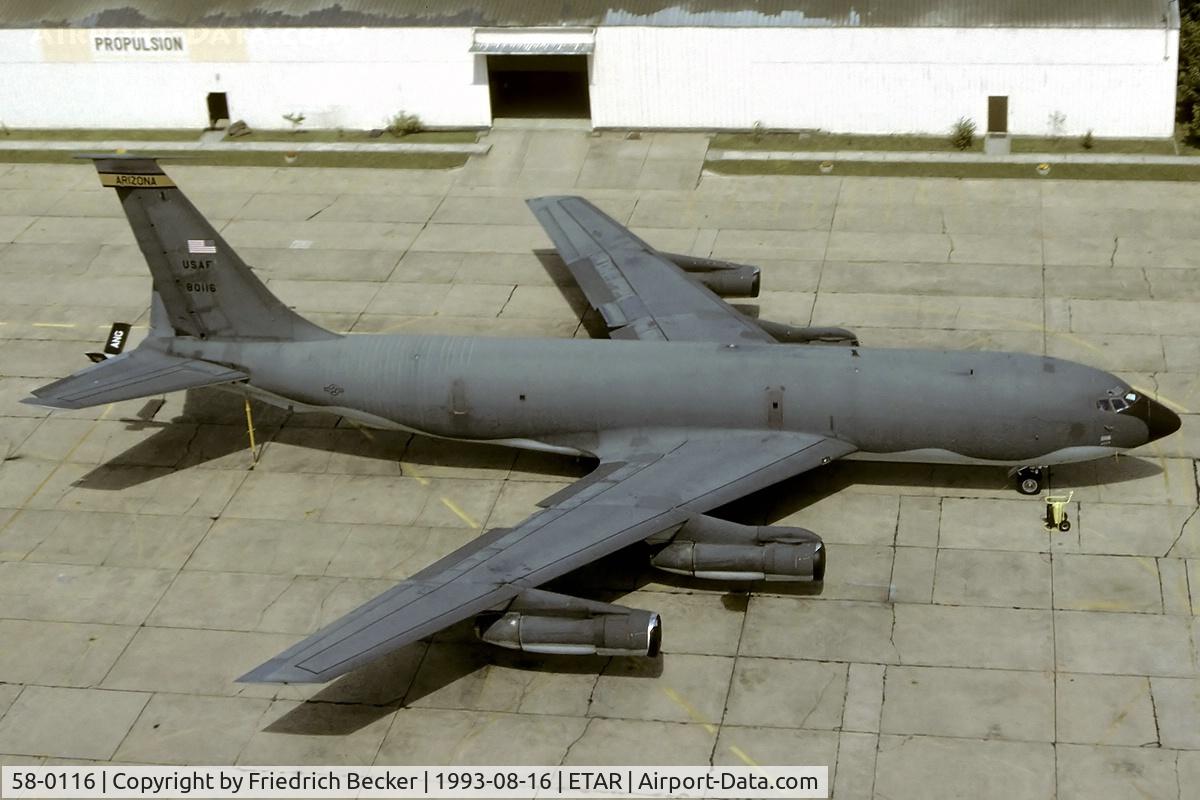 58-0116, 1958 Boeing KC-135E Stratotanker C/N 17861, 197th ARS, 161st ARW, AZ ANG parked at the flightline at Ramstein AB