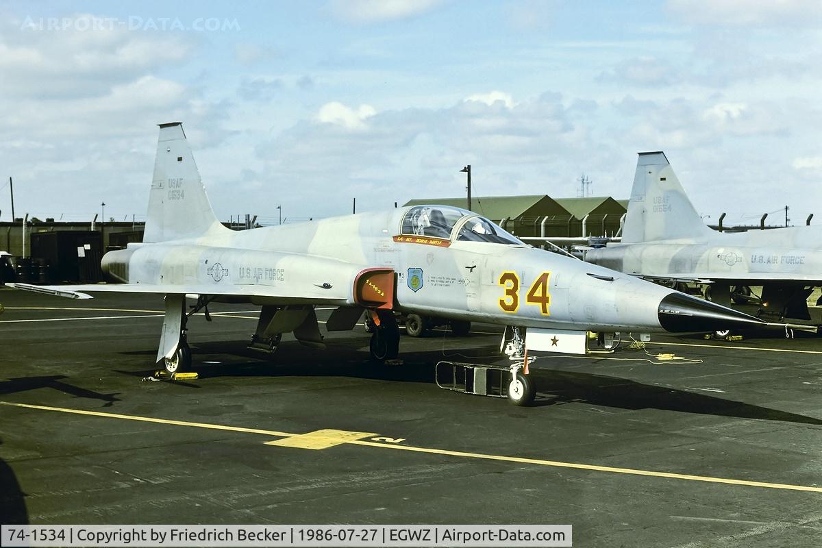 74-1534, 1974 Northrop F-5E Tiger II C/N R.1192, flightline at RAF Alconbury