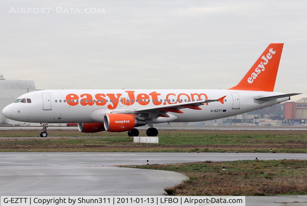G-EZTT, 2010 Airbus A320-214 C/N 4219, Taxiing holding point rwy 32R for departure...