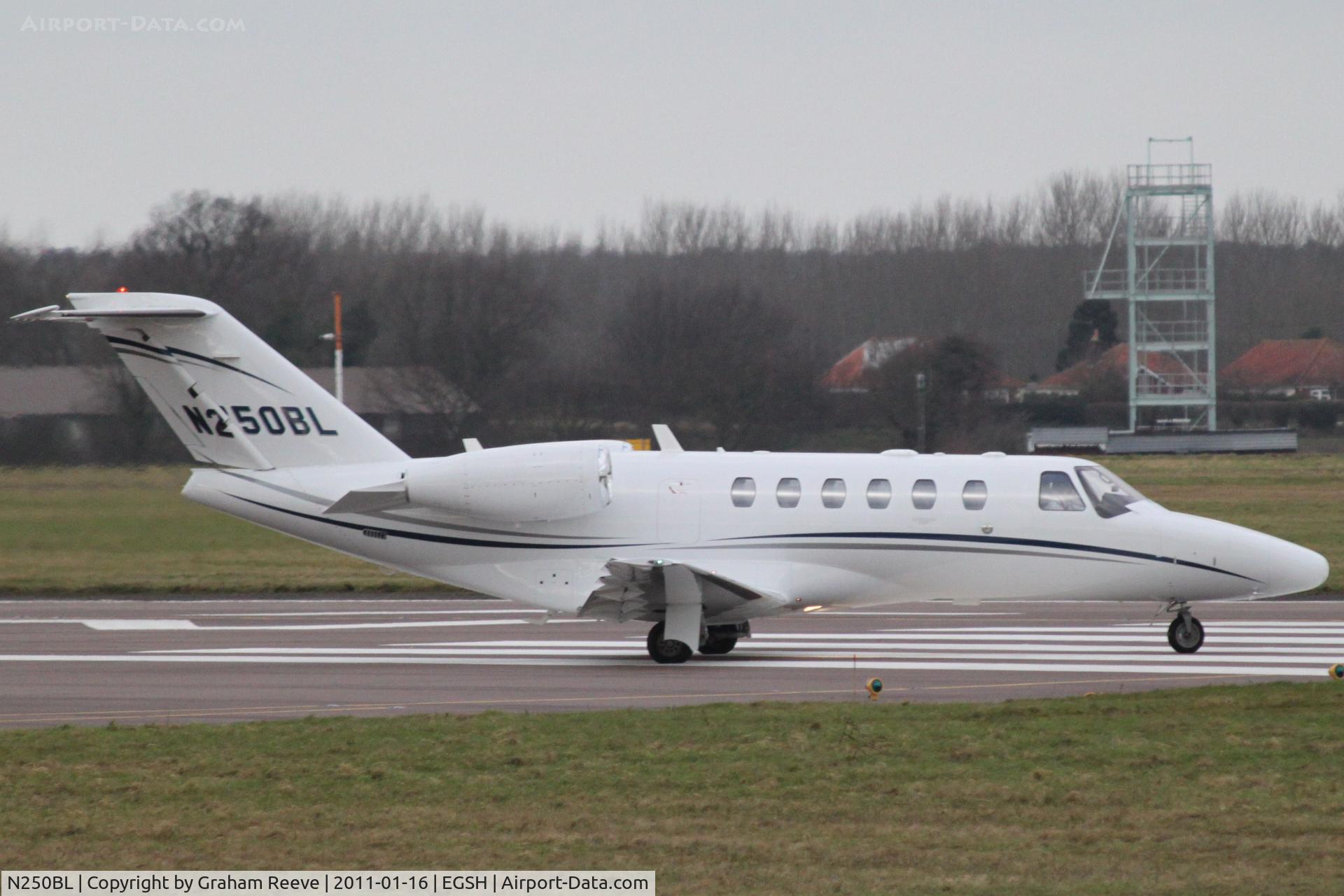 N250BL, 2008 Cessna 525A CitationJet CJ2+ C/N 525A-0403, About to depart.