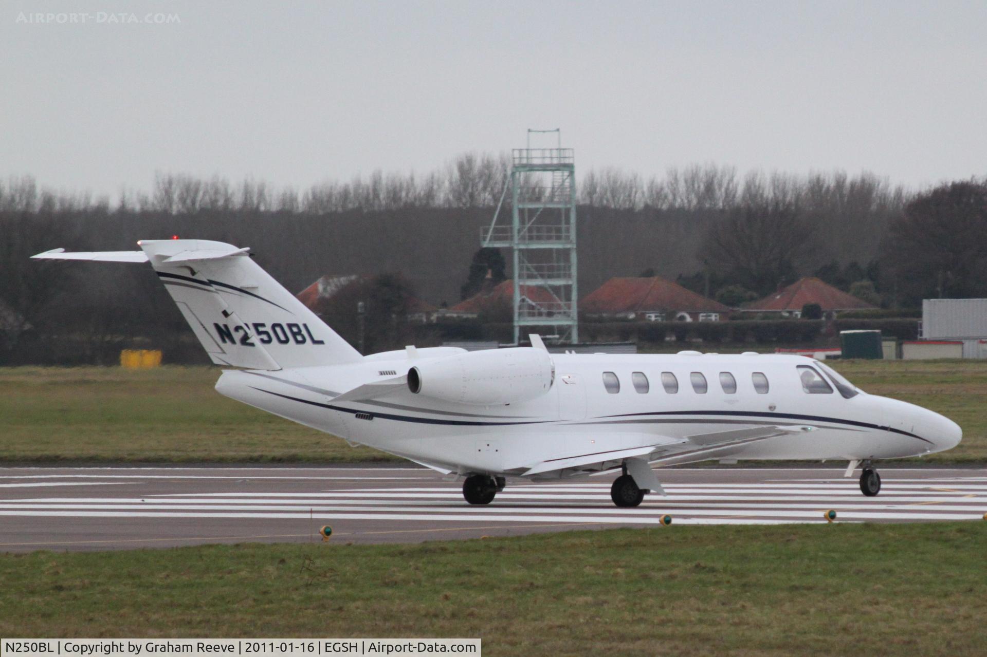 N250BL, 2008 Cessna 525A CitationJet CJ2+ C/N 525A-0403, About to depart.