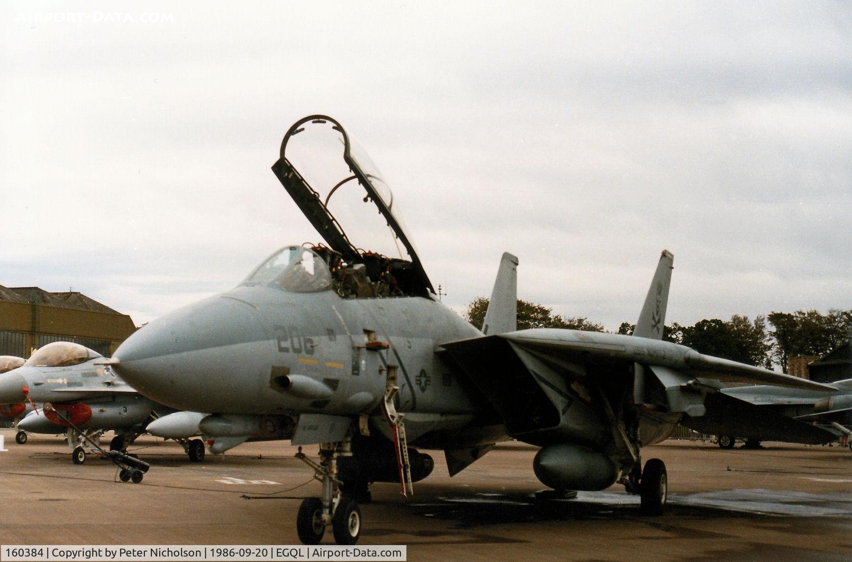160384, Grumman F-14A Tomcat C/N 240, F-14A Tomcat of Fighter Squadron VF-84 on display at the 1986 RAF Leuchars Airshow.