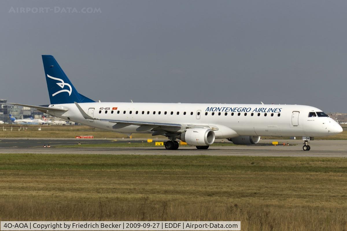 4O-AOA, 2008 Embraer 195LR (ERJ-190-200LR) C/N 19000180, departing via RW18W