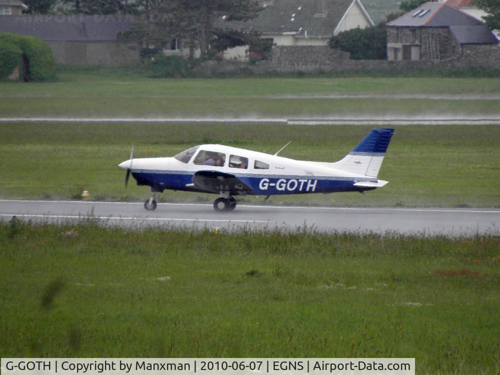 G-GOTH, 2004 Piper PA-28-161 Warrior III C/N 2842208, Departing IOM. Note the mist rising from the taxiways