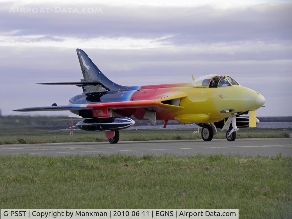 G-PSST, 1959 Hawker Hunter F.58A C/N HABL-003115, Hunter G-PSST makes a fuel stop after its display over Douglas