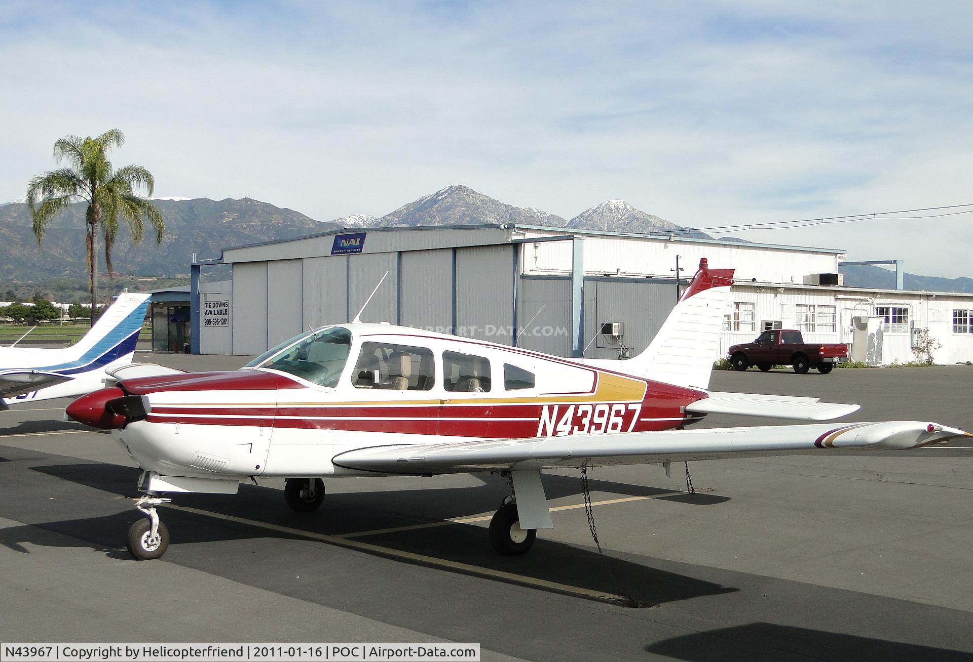 N43967, 1977 Piper PA-28R-201 Cherokee Arrow III C/N 28R-7737140, Parked in the last row of transient parking