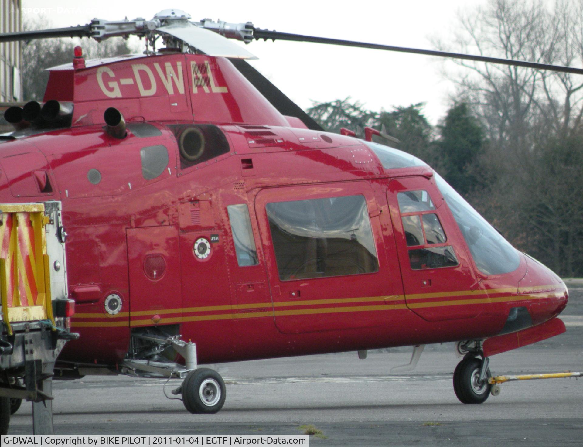 G-DWAL, 1984 Agusta A109A II C/N 7265, A109A being towed out of the Alan Mann hanger, Prev. Reg. G-JODI