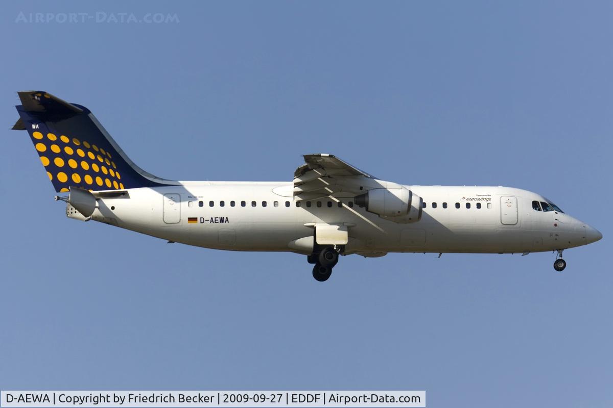 D-AEWA, 1990 British Aerospace BAe.146-300A C/N E3163, on final runway 07R