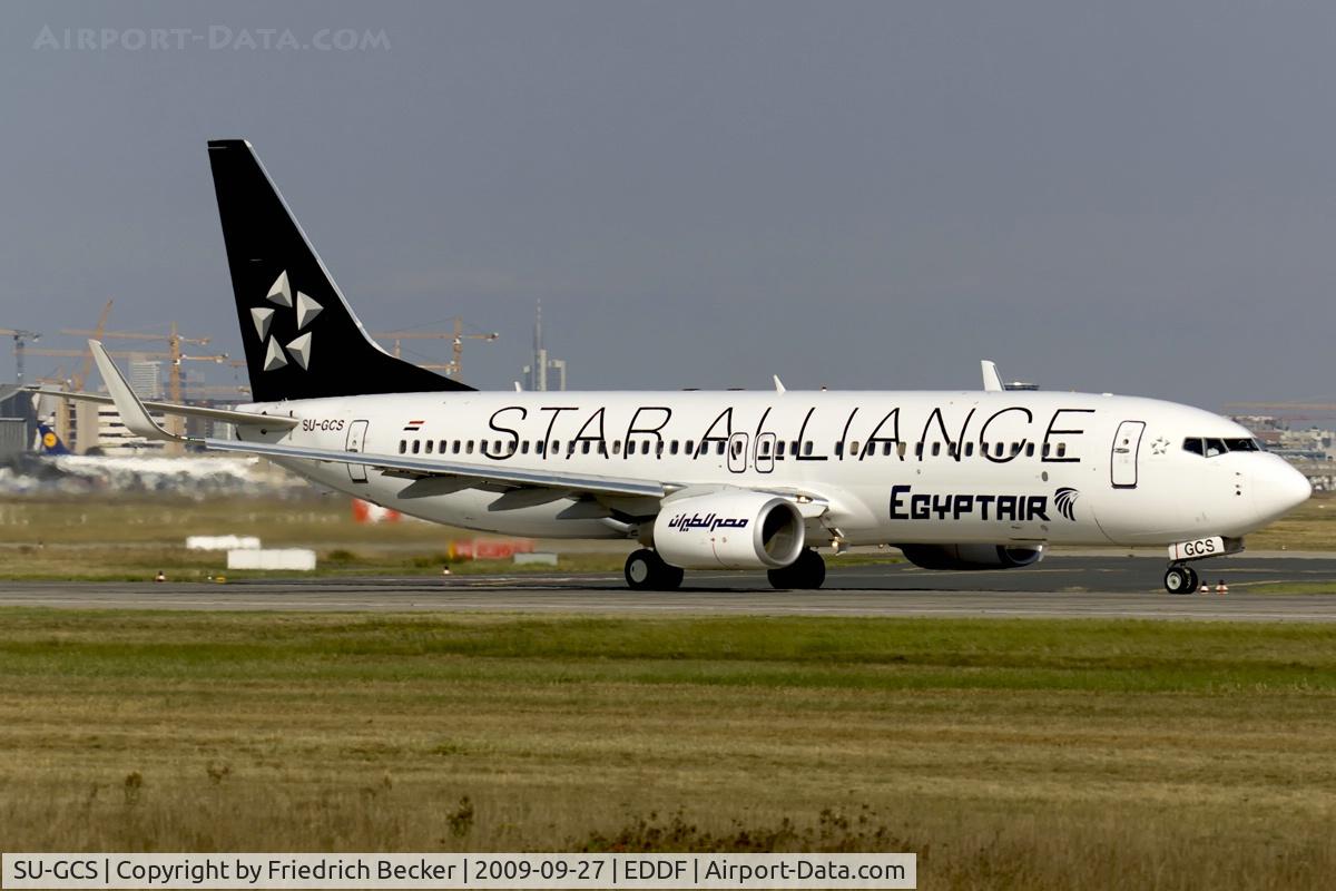 SU-GCS, 2008 Boeing 737-866 C/N 35563, departing via RW18W