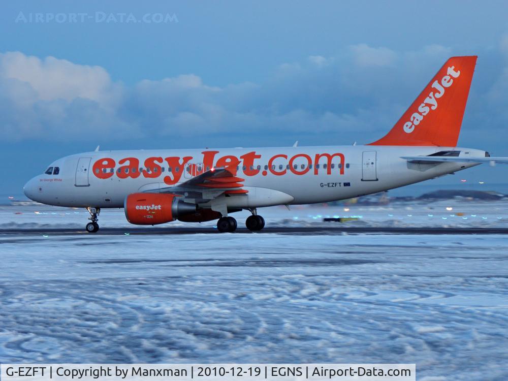 G-EZFT, 2009 Airbus A319-111 C/N 4132, Arriving on a snowy apron.