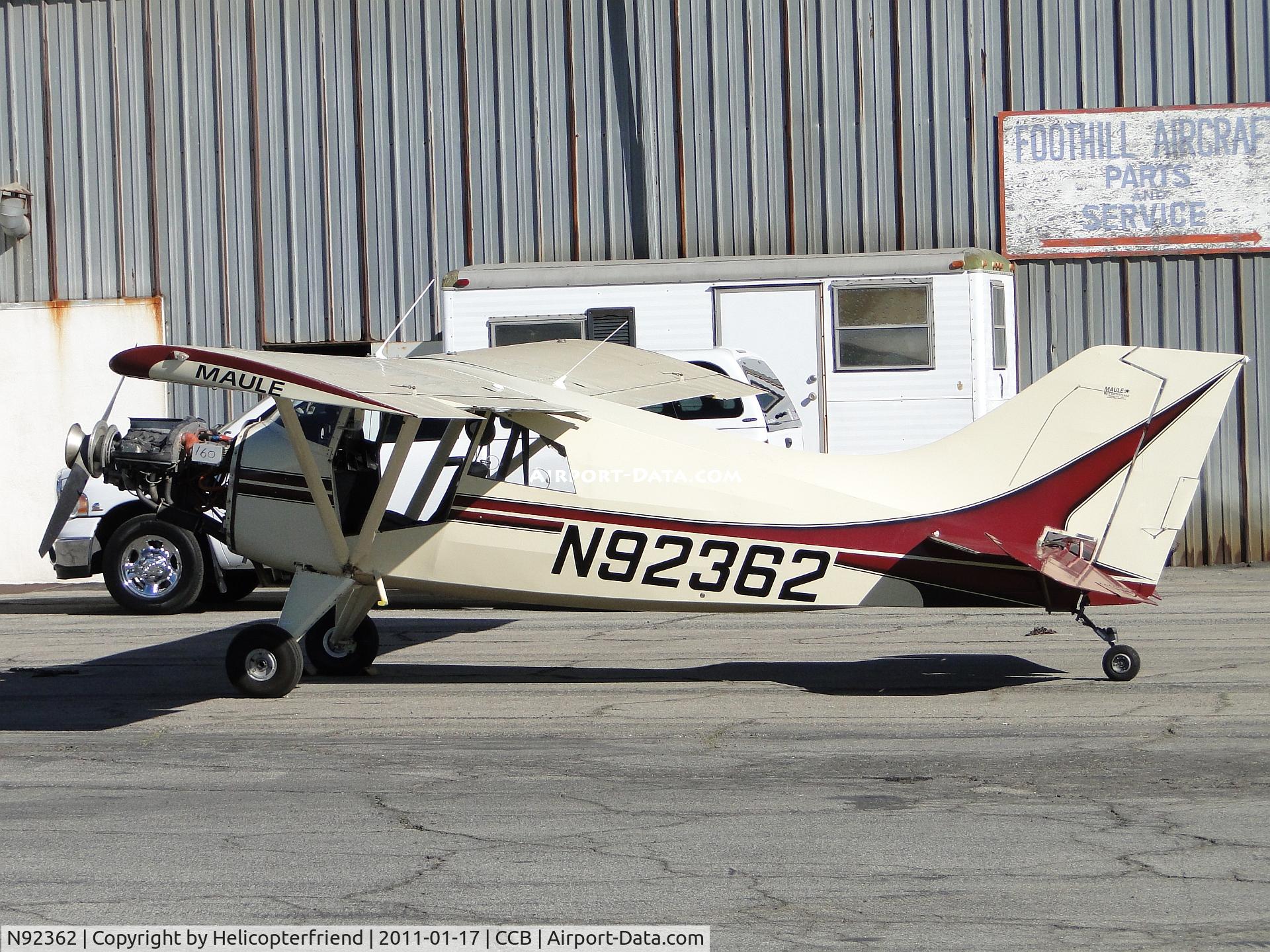 N92362, 1993 Maule MX-7-160 Sportplane C/N 19006C, Parked at Foothill Sales & Service with engine cowling off