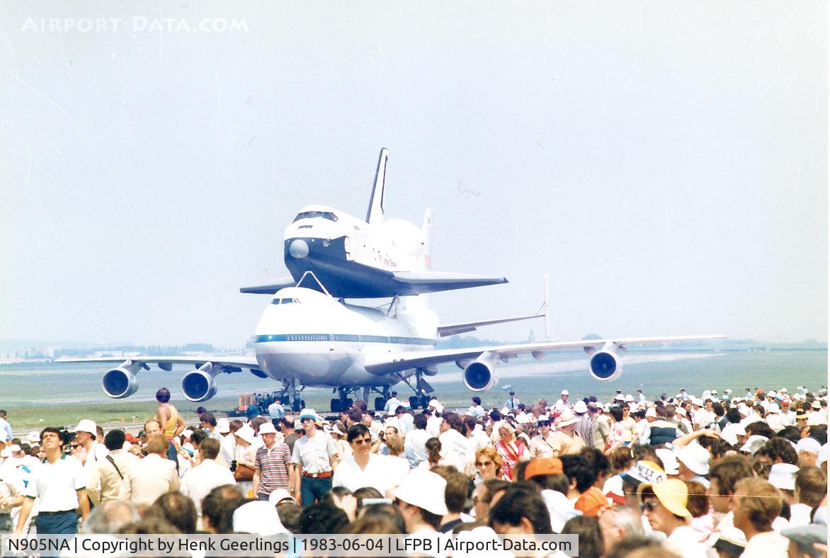 N905NA, 1970 Boeing 747-123 C/N 20107, N905NA , B747 SCA - Shuttle Carrier Aircraft , B747-123(SCA) - 376 , cn 20107-86 , Le Bourget 04 jun1983
