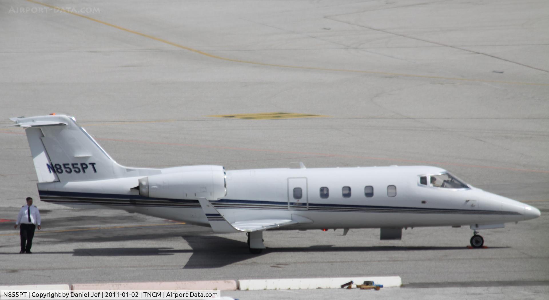 N855PT, Gates Learjet 55 C/N 046, N855PT park on the main ramp at TNCM