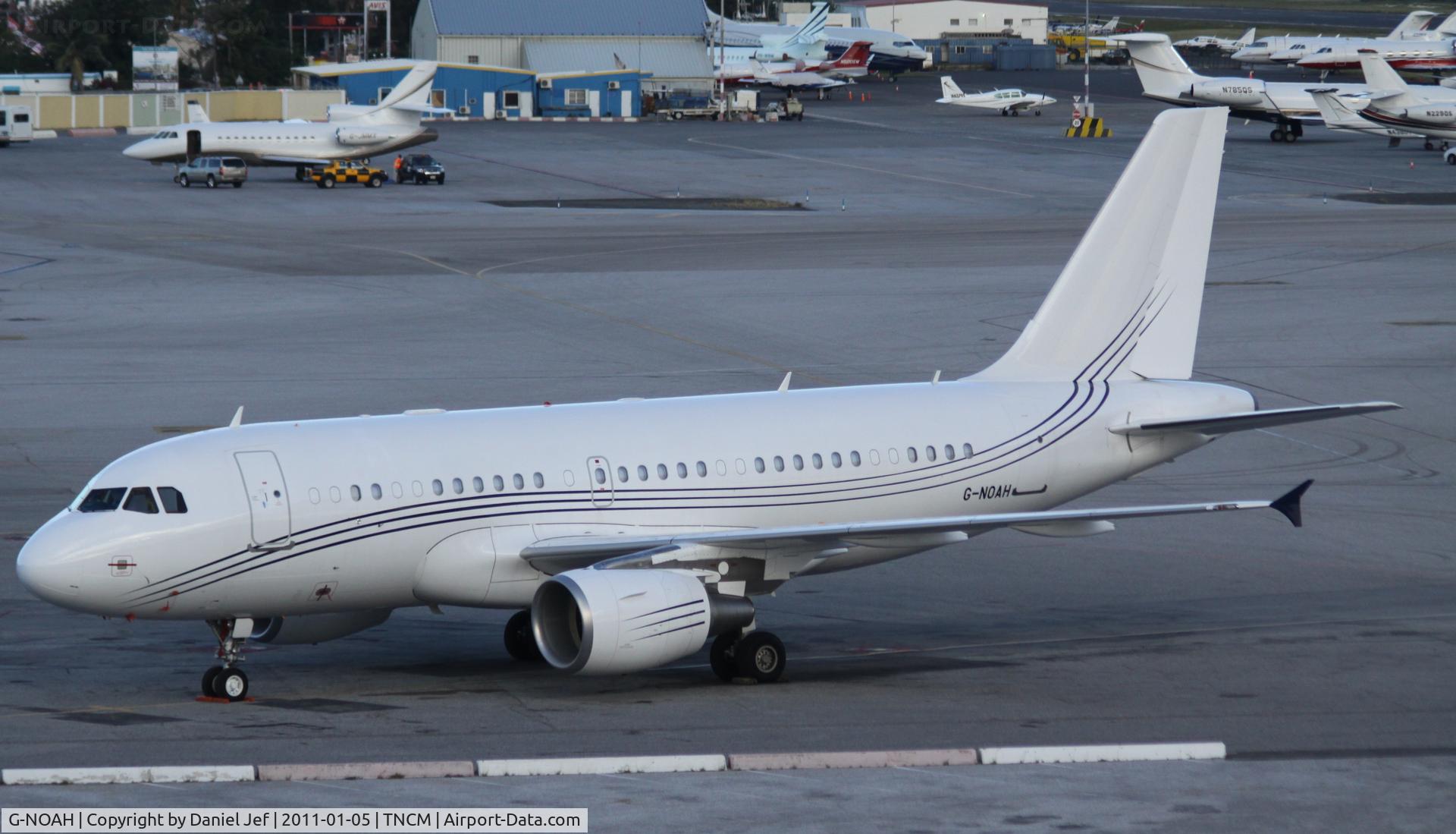 G-NOAH, 2009 Airbus A319-115CJ C/N 3826, G-NOAH park on the main ramp at TNCM