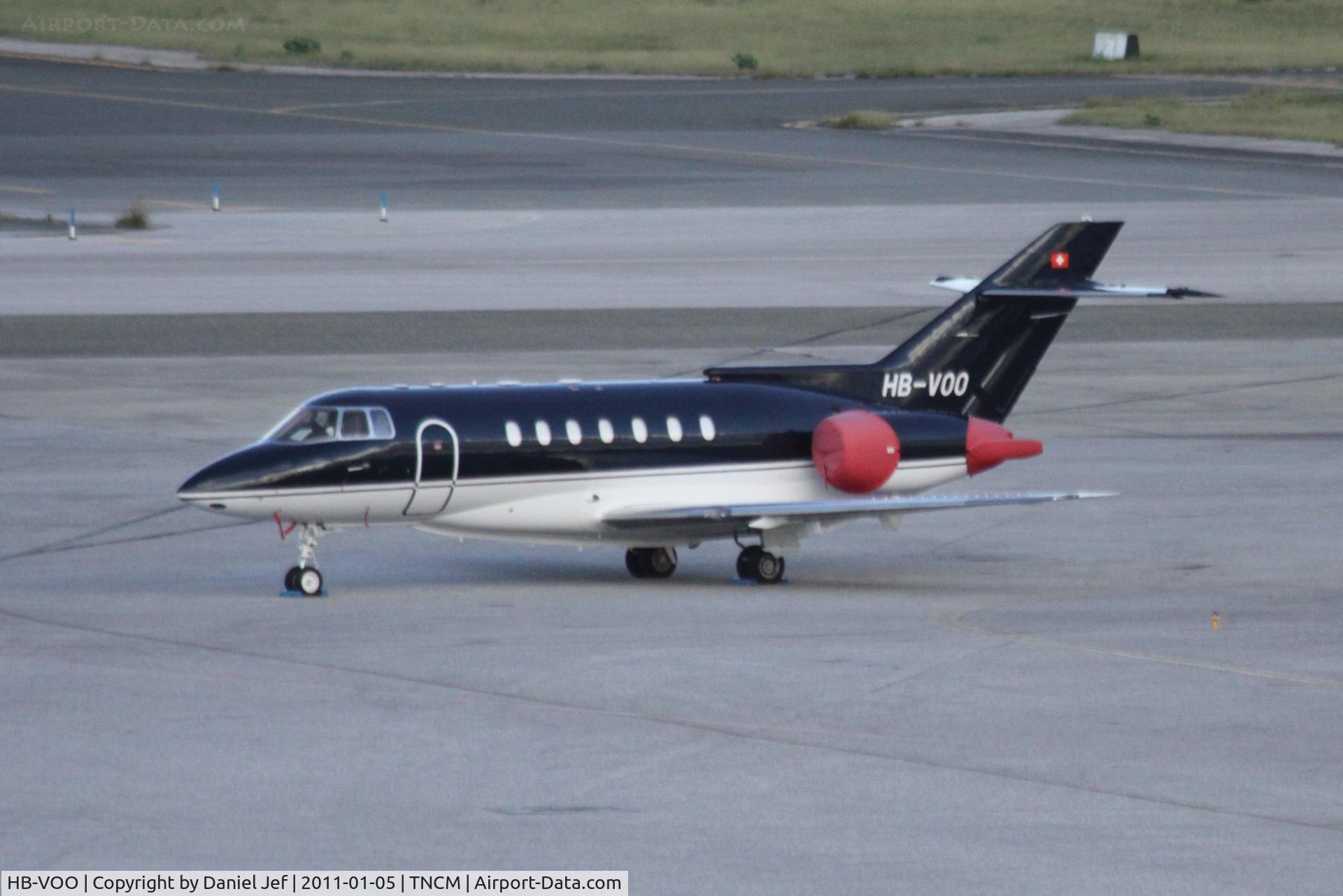 HB-VOO, 1992 British Aerospace BAe.125-1000A C/N 259030, HB-VOO park on the main ramp at TNCM