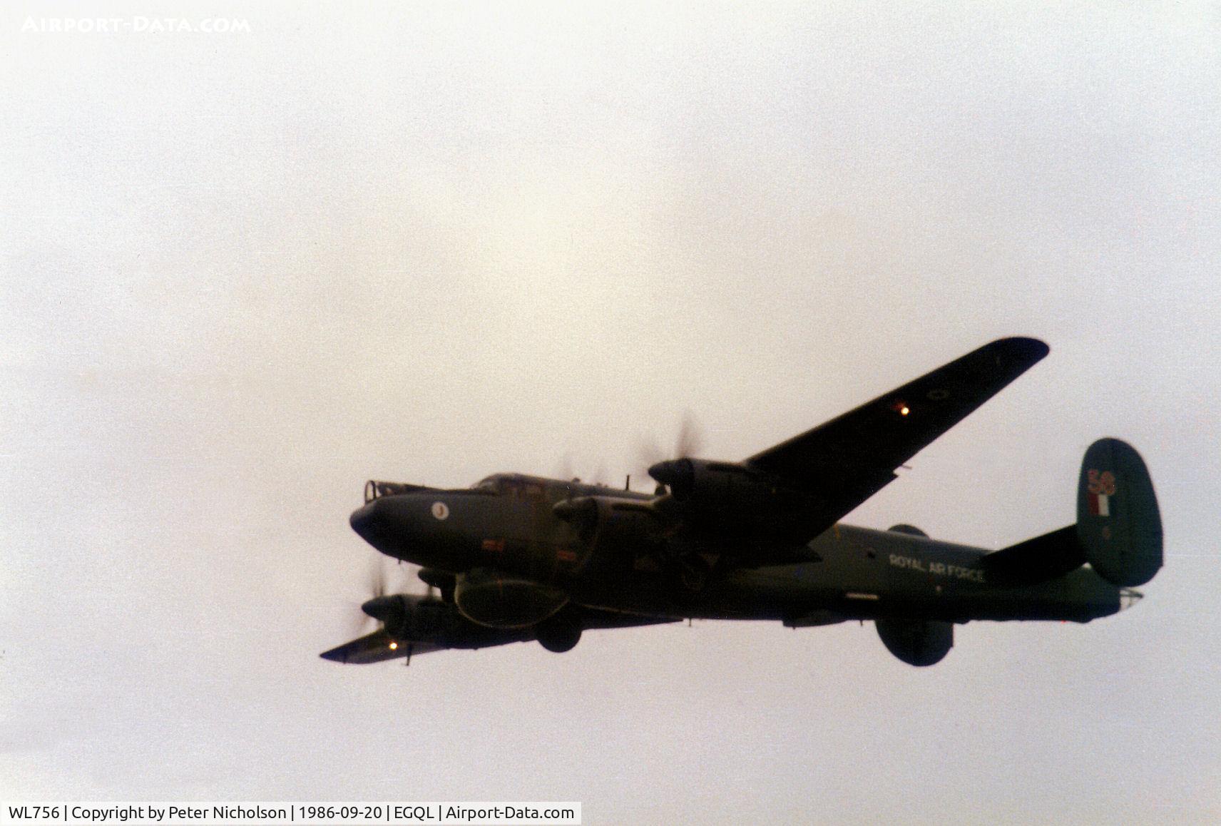 WL756, 1953 Avro 716 Shackleton AEW.2 C/N R3/696/239002, Shackleton AEW.2 named Mr Rusty of 8 Squadron at RAF Lossiemouth on a fly-past at the 1986 RAF Leuchars Airshow.