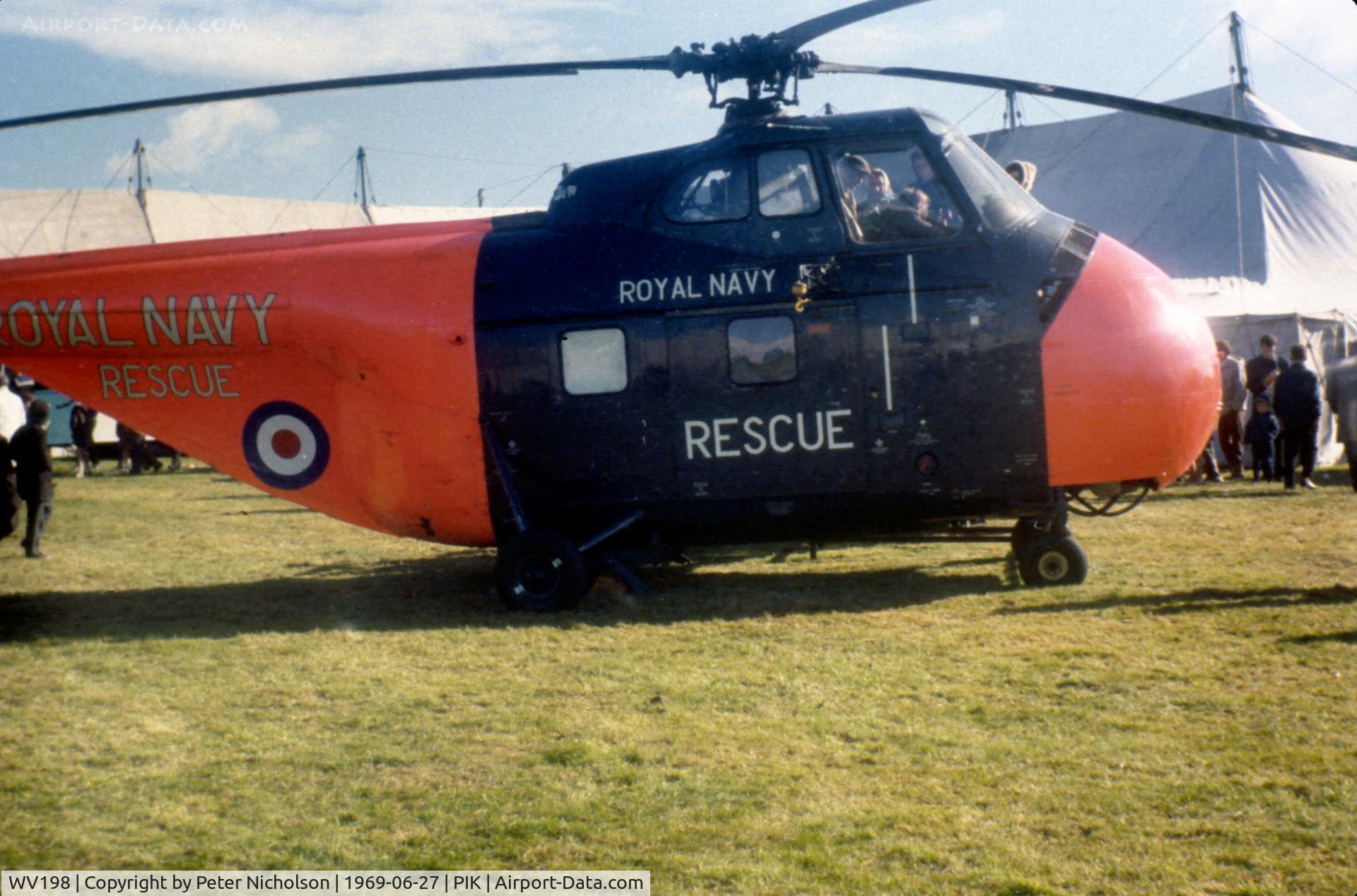 WV198, 1952 Westland Whirlwind HAR.21 C/N 55-289, Whirlwind HAR.21 instructional airframe from RNAS Arbroath on display at the 1969 Prestwick Airshow.