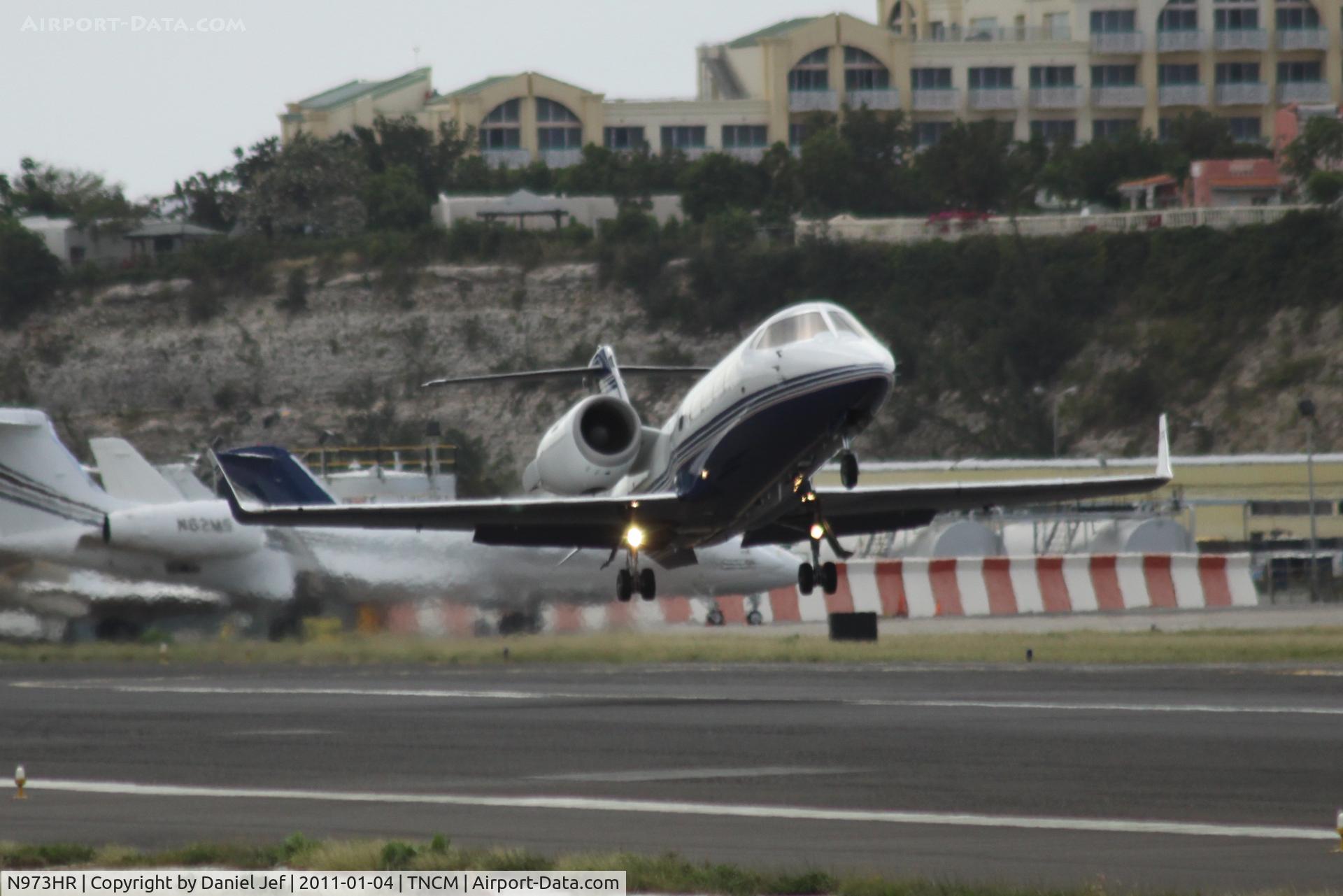 N973HR, Learjet Inc 60 C/N 260, N973HR departing TNCM